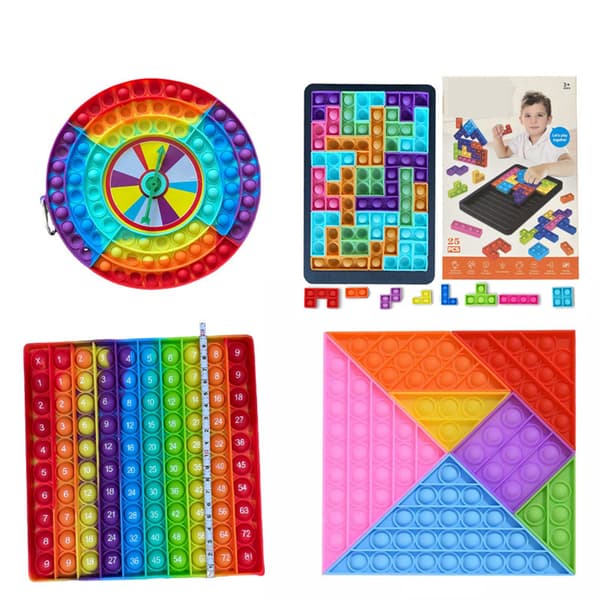 Interaktivt pusselbyggblockspel Push Bubble Fidget Blocks Leksaker