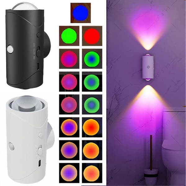 【BQ】Intelligent LED Natlys Multifunktionelt Skabsnatlys 8 Farver Gradient Dæmpbart Ideelt til Korridorer Skabe 2 white