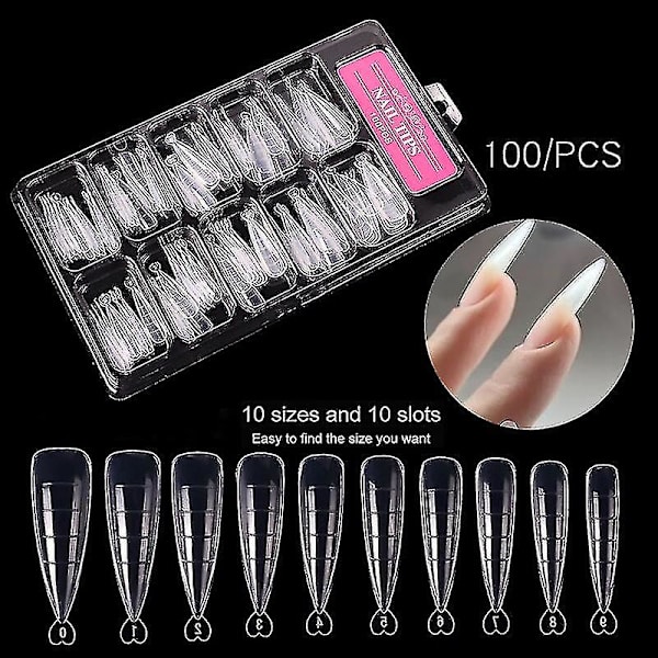 100 stk Poly Nail Gel Hurtig byggeform tips Negle Dual Forms Finger Extension Nail Art Uv Builder Let Find Negle Tools