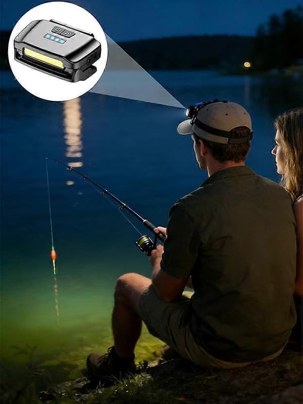 【BQ】LED Sensor Hodelykt Fiskehatt Klipslys Høyintensitets Ultrasterk Hodelykt Camping Vanntett Hodelykt