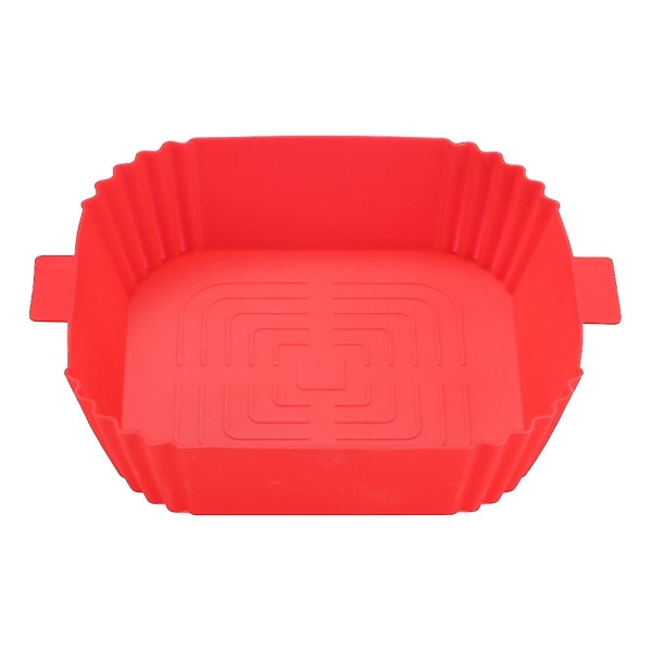 Air Fryer Silikoni Pan Square Vuorattu Uudelleen käytettävä Air Fryer Basket Liner lisävaruste - Vaihtopergamenttivuoraus - [7,5"] (punainen)
