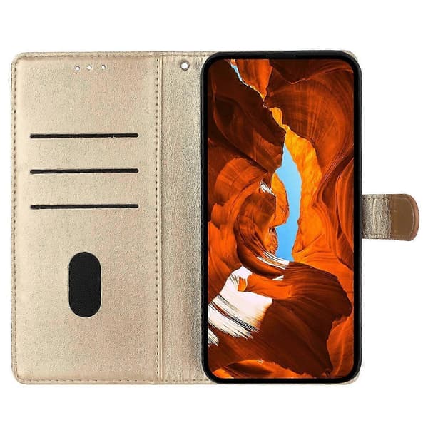 Blomstret lærfutteral til Xiaomi Redmi Note 13 5G lommebokfutteral Multicolor Gold