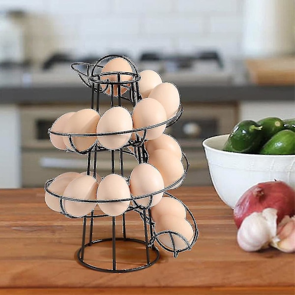 Hhcx-kitchen Spiral Egg Holder Stand Rack Storage Holds Practical Tool Black