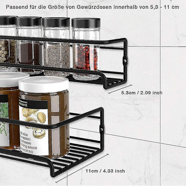 2 Pack ripustettavat maustetelineet Järjestäjä seinään kiinnitettävät säilytyshyllyt keittiön kaappiin