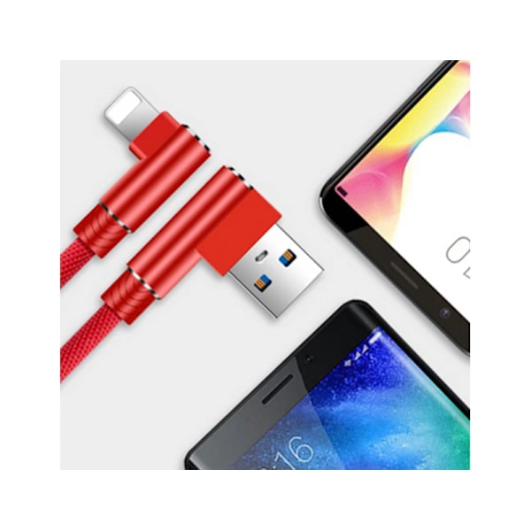 3-pack 90 graders USB -dataladdare snabbkabel för iPhone (1M-2M-3M)