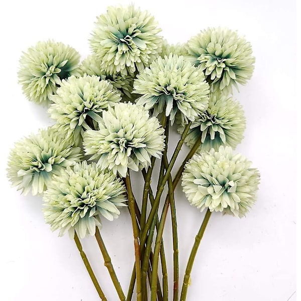 12 kpl Keinotekoisia krysanteemipallokukkia silkkivarrella Hortensia-asetelma Kukkakimppu -sininen green