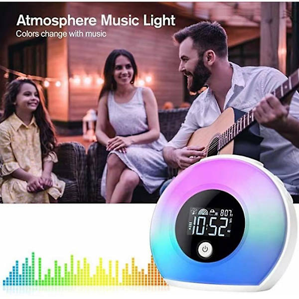Bluetooth Speaker Alarm Clock with LED Mood Light, Kids Night Light Alarm Clock, 4 Brightness Levels, Digital Alarm Clock for Kids, Teens, Bedroom