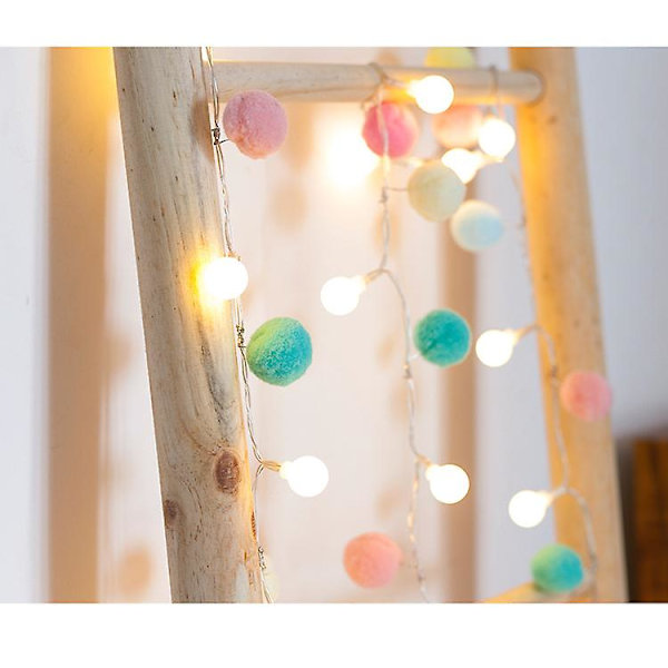 Batteridrivna Led String Lights, Globe Pompoms Bollar Jul Inomhus (rosa) Grön Green