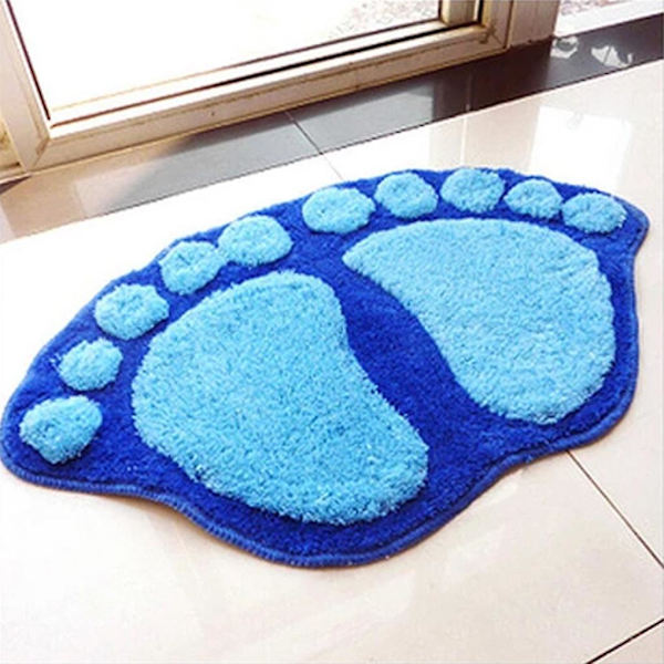 Fodaftryk Bademåtter Antislip Badeværelsesgulvtæppe Måtte Toilet Badeværelsesmåtte Bademåtte Tæpper Mikrofiber Mini Måtter Badeværelsestilbehør  Rød Red