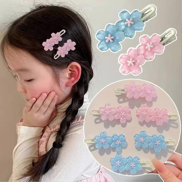 【BQ】Hårklemmer – 3D Blomsterdesign med bløde lyserøde og blå Macaron-farver – til daglig brug og fester B