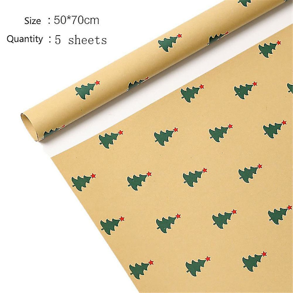 5 ark Julklappspapper Presentpapper Kraftpåsar Juldekoration D