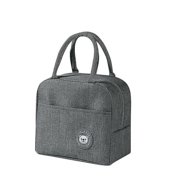 Barn Vuxen Lunchväska Isolerad kylväska Picknickväska Skol Lunchbox Grå Grey