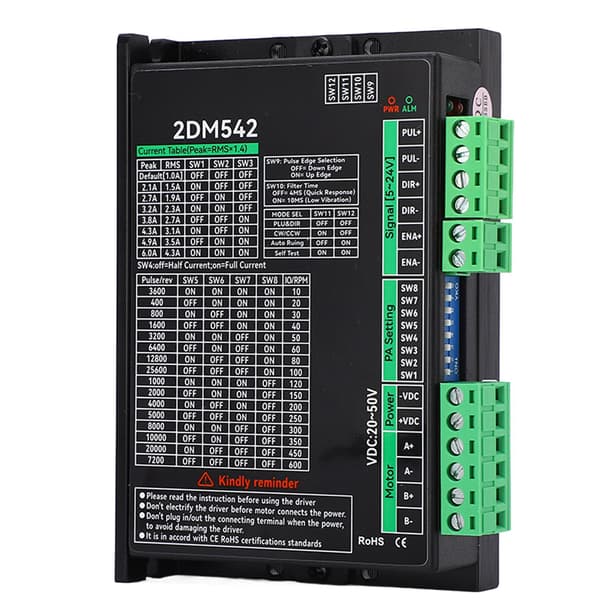 2-faset digital stepmotordriver 2DM542 controller 20-50VDC input