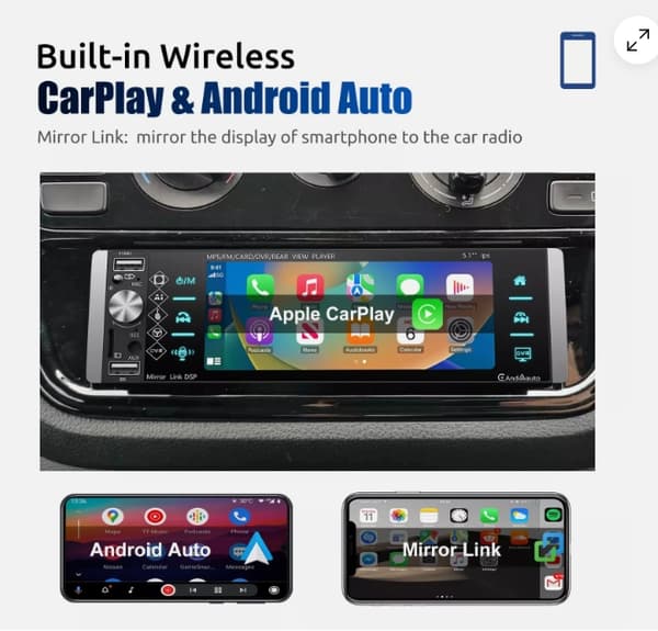 【BQ】Yksinkertainen DIN 5\" Autoradio Langaton Apple CarPlay Android Auto Bluetooth USB-XF7-