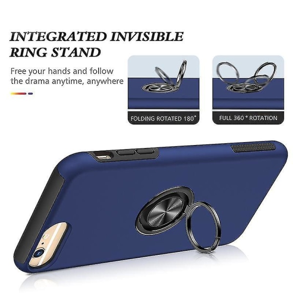 Magnetisk ring Kickstand Stötsäkert phone case för Iphone 6 Plus (svart) Blue