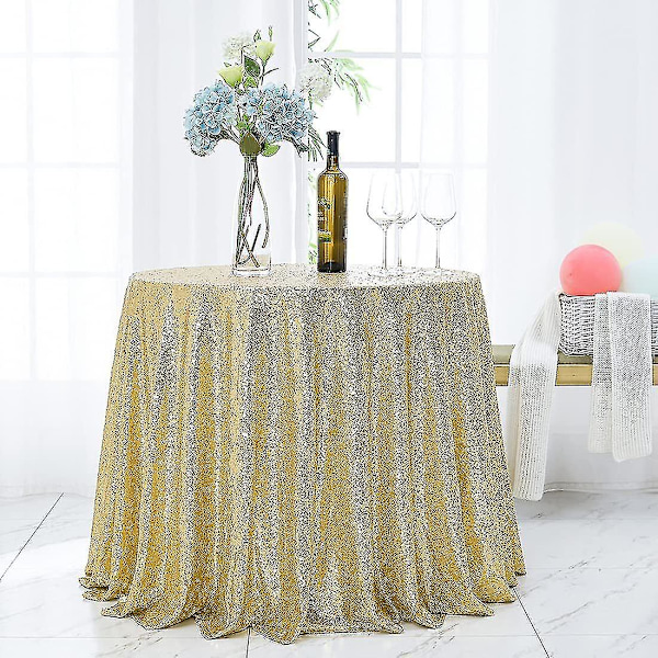 Rund pailletter dug, glitter dug til brude dekorationer Gold 120cm