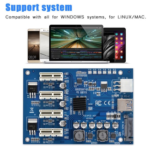 PCI-E 1X til 4X USB3.0 Konverter - Udvidelseskit til Windows