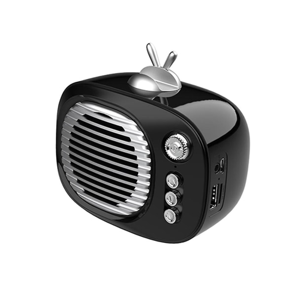 Vintage Retro Bluetooth högtalare FM-radio Gammaldags klassisk stil Stöder AUX TF-kort Nytt Black