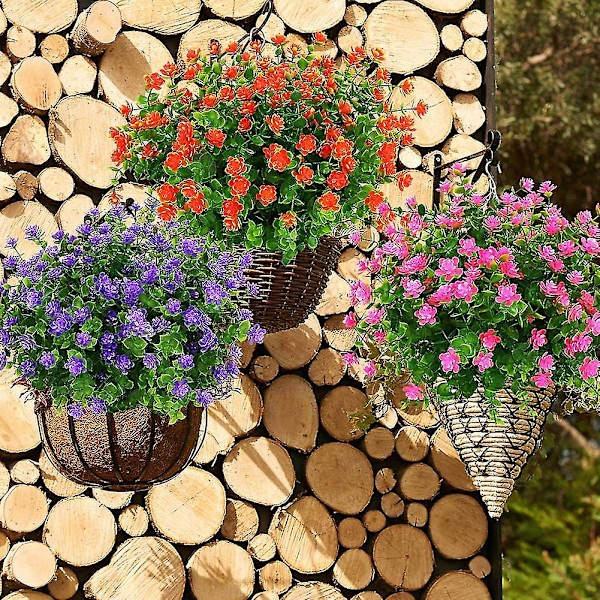 Kunstige falske blomster udendørs, falske plastik grønt bryllup bondegårdsindretning 8 stk rød lotus Sunset Red