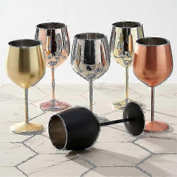 4 guldfärgade vinglas, 540 ml - set med splittersäkra glas i matt rostfritt stål och presentask - JA