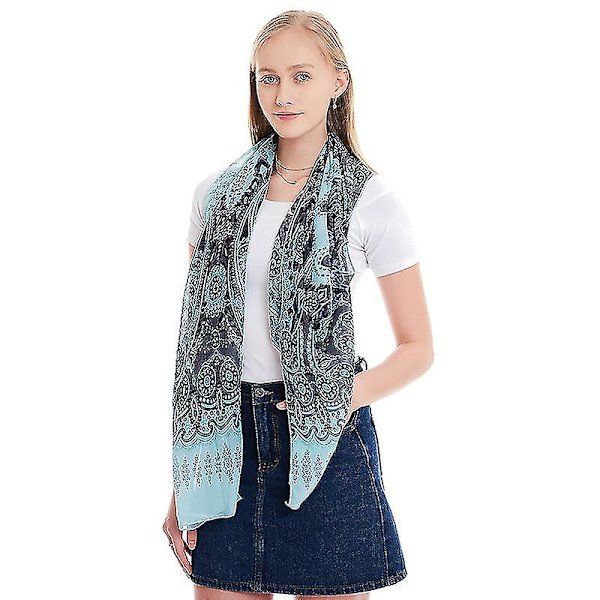 Kvinder Boho Chiffion tørklæde tørklæder Soft Wrap Sjal Stole Kortærmet Bluse Top Light Green