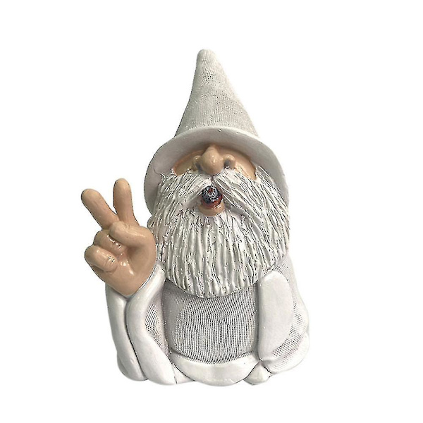 Rygende dværgstatue havenisse harpiksfigur udendørs ornamenter ...