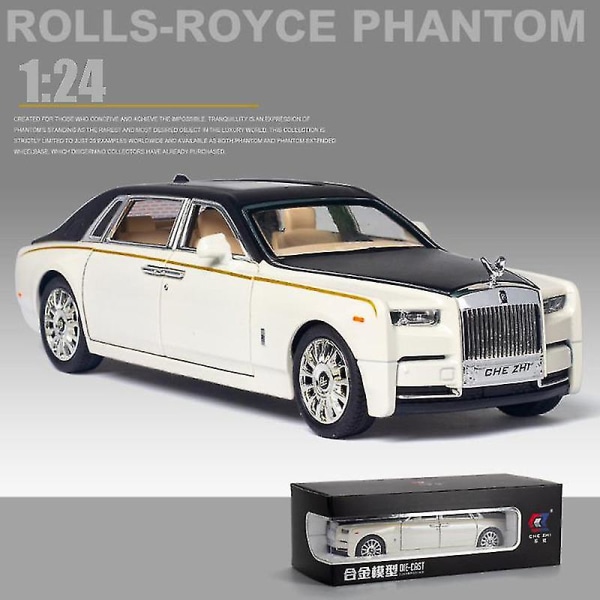 Hhcx-1/24 Alloy Diecast Rolls-royce Phantom Model Toy Car Simulation Sound Light Pull Back Collection Toys Vehicle For Children Gifts red with box