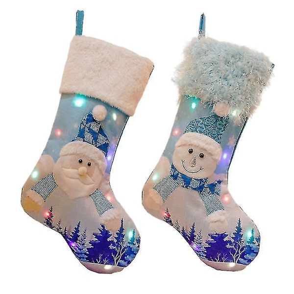 Julstrumpor Julklappssockor Juldekorationer Blå Glödande presentpåse B