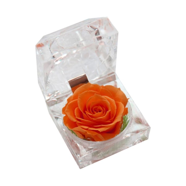 Romantisk Ringæske Håndlavet Plast Flot Forever Rose smykkeskrin til jubilæum Orange