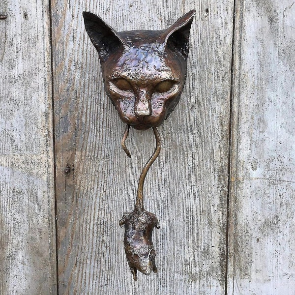 Dörr Skulptur Dekorativ Praktisk Kaffe Katter Mus Vägghängande Knocker För Hem