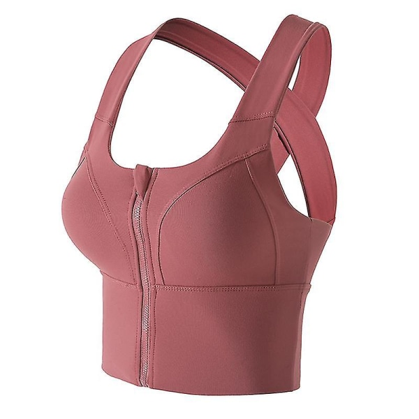 Sport-BH Dam Front Zipper BH Trådlös Stötsäker Yoga BH Löpar BH Black M