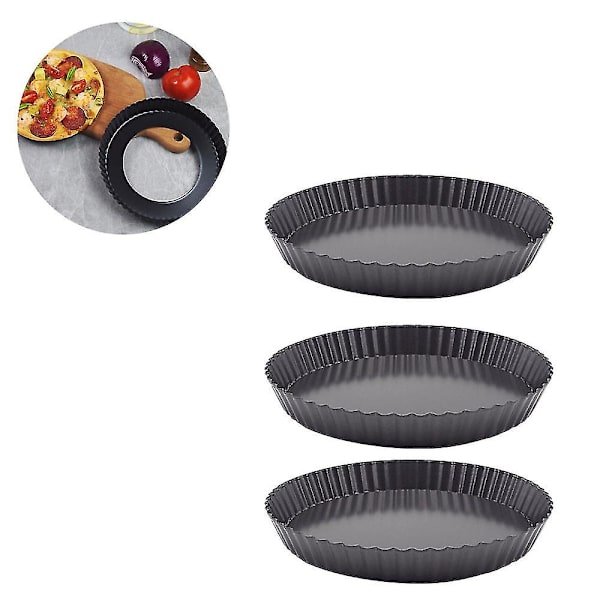 3 st non-stick pizzapanna Bakform Kolstål Pizzatallrik Rund djup tallrik Bricka Mould Bakverktyg