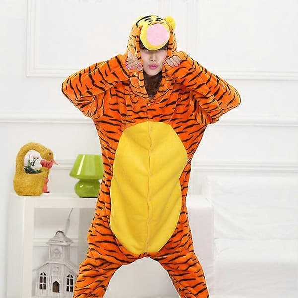 【BQ】Nyhet Flanell Par Tecknad Djur Tigger Hel Pyjamas Hemmakläder Tigger Tigger 130