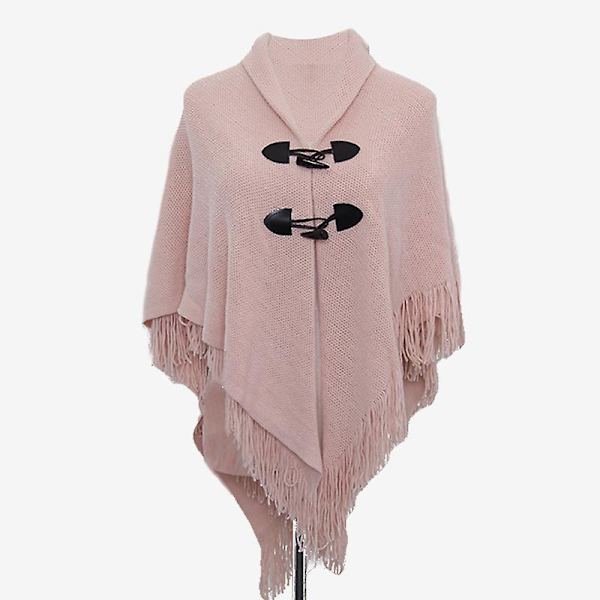 Viitta Tupsu Horn Solki Yksivärinen Epäsäännöllinen Kaksikerroksinen Tupsu Cape Huivi pale pink 120cm
