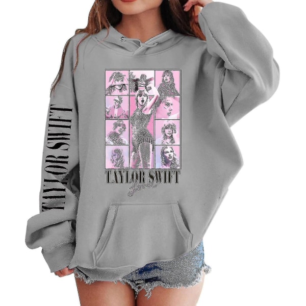 Luvtröjor för flickor 1989 Casual Taylor-tröja Barn Pojkar Swifts Pullover Konsertdräkt med huva för 4-14 år 03 gray 8 to 9 Years