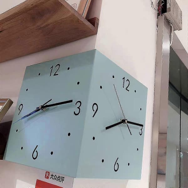 Automatisk induktion 3D dubbelsidig hörnväggklocka - WK sky blue