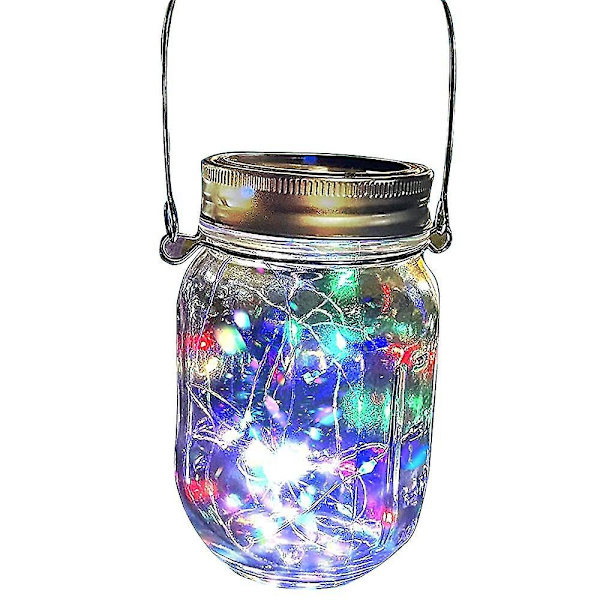 Hengende Solar Mason Jar Lokk Lys, 1 stk Fairy Star