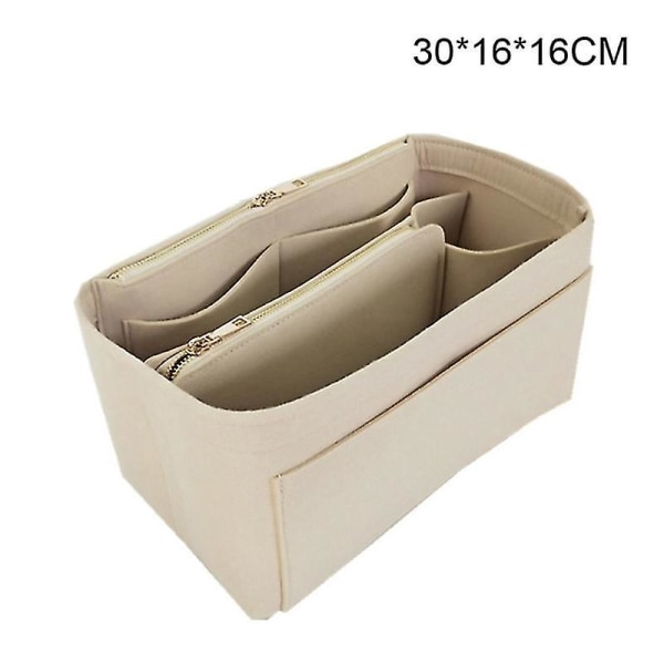 Handväska Organizer Insert Filt Väskor Handväska Tote Shaper Multi Pocket Beige L Beige L