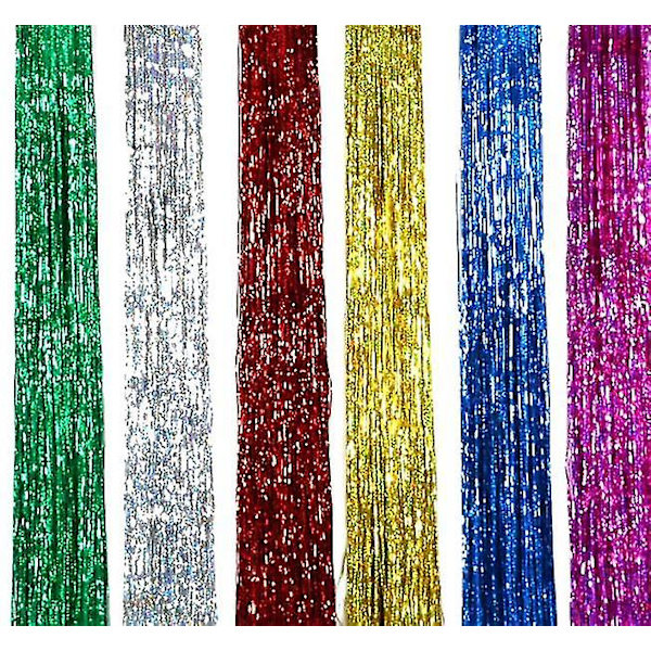 6 Stk Julepynt Laser Glitter Frynser Regngardin 39 Tommer