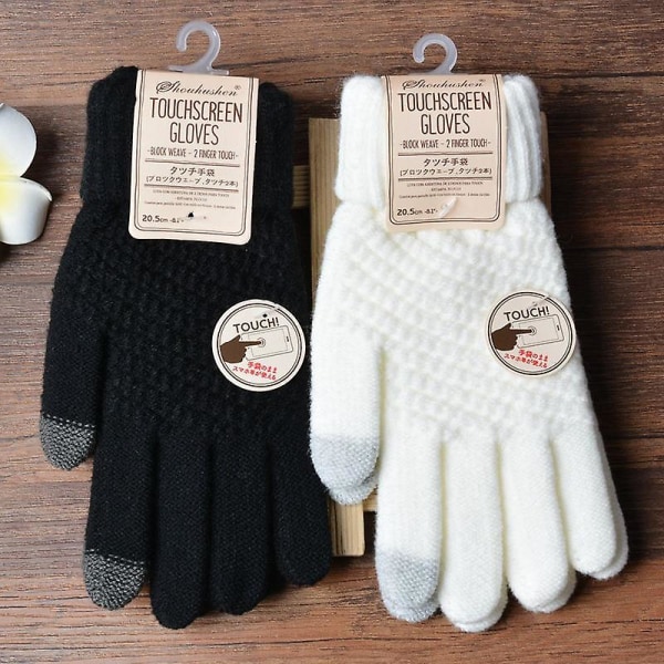 Imitation Cashmere Stickade Handskar Dam Pekskärm Värme Mode Höst Och Vinter Handskar Gul Yellow