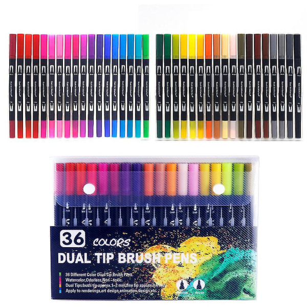 Dobbelt spids pensel kunst tuschpenne 12-120 farver Akvarel Fineliner Tegning Maleri Papirvarer Farvelægning Manga Art Supplies B 36Color