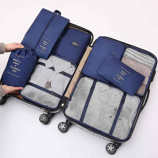 Rejsepakketerninger, multifunktions 8 stk/sæt Travel Cubes Bagageorganisator Vandtæt rejsekompressionskufferttaske Travel Essential taske