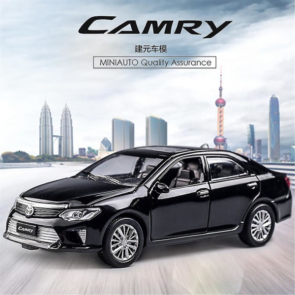 Hhcx-hot Legering Diecast Modellbil 1:32 Camry Barnemetall Leker Trekk tilbake Hjul Blinkende Maskiner For Barn Bursdag Julegaver Black