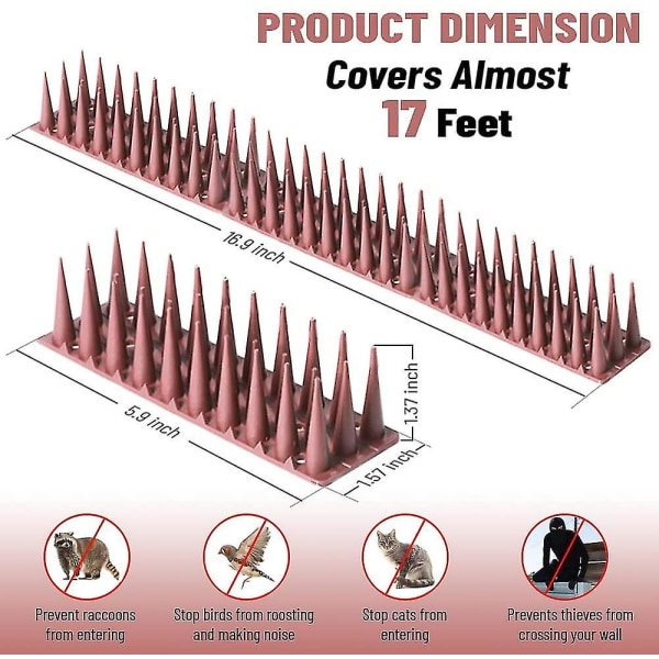 12pcs Anti Bird Spike Strips For Fence Roof Railing Bird Control Spikes
