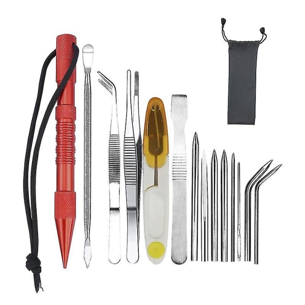 Marlin Nail Paracord Nål Set Armband DIY stickverktyg red 14-piece set