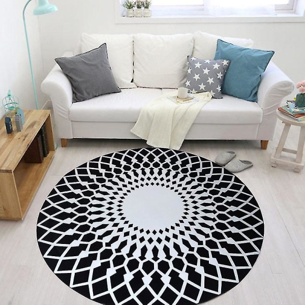 Runt område Matta Geometriskt mönster Matta Nordic Style Halkskyddsmatta För Vardagsrum Sovrum 120CM JRD8011