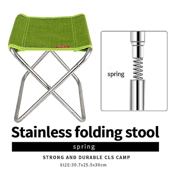 Rustfrit stål Fjeder Foldestol Udendørs Fiskeri Camping Grill Foldestol Green