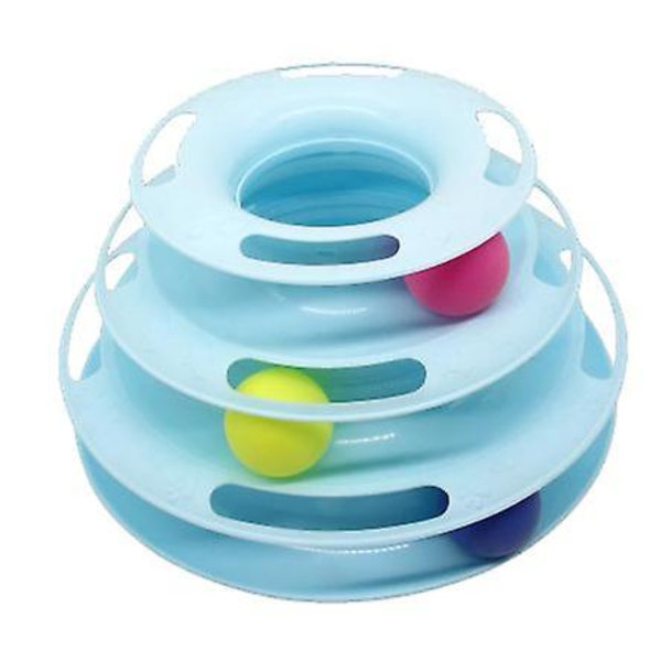 Cat Toys Interactive 3 Level Track Ball Kitty Toy Blue