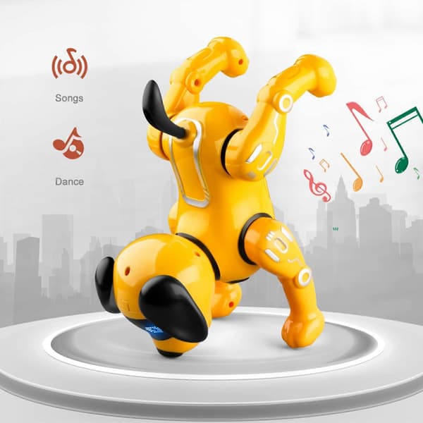 【BQ】Fjernkontroll Robot Hund RC Leker Push up Stunt Valp for Barn Gutter Yellow