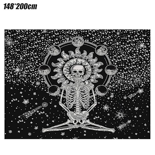 Skeleton Tapestry Gothic Bohemian Seinäkoriste Kodinsisustus Peitto päiväpeite 148x200cm